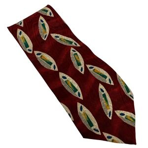 Oscar de la Renta Silk Men's Tie Burgundy Abstract Geometric Pattern